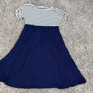 Navy and White Striped women’s Maternity Dress
